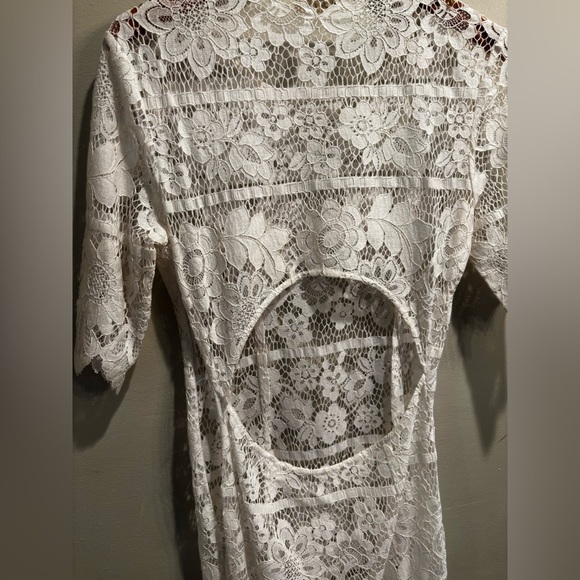 For Love And Lemons White Long Sleeve Dress detailed lace feminine vacation - Picture 8 of 16